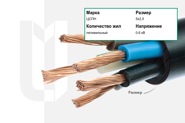 Силовой кабель ЦСПН 5х2,5 мм